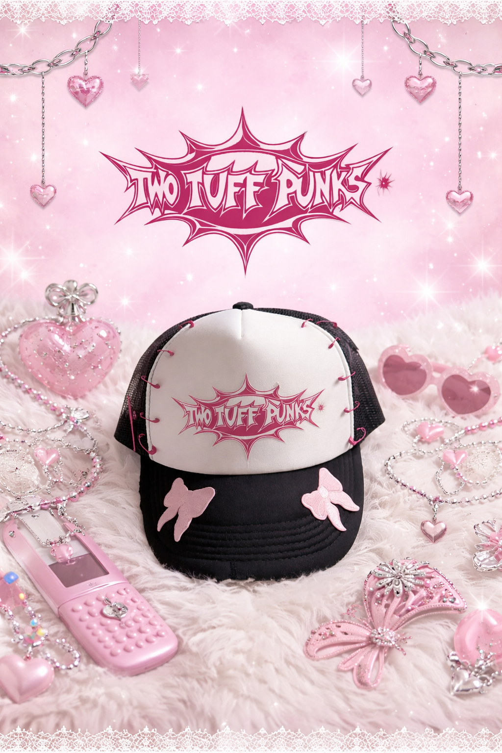 Two Tuff Punks Pink  Trucker Hat